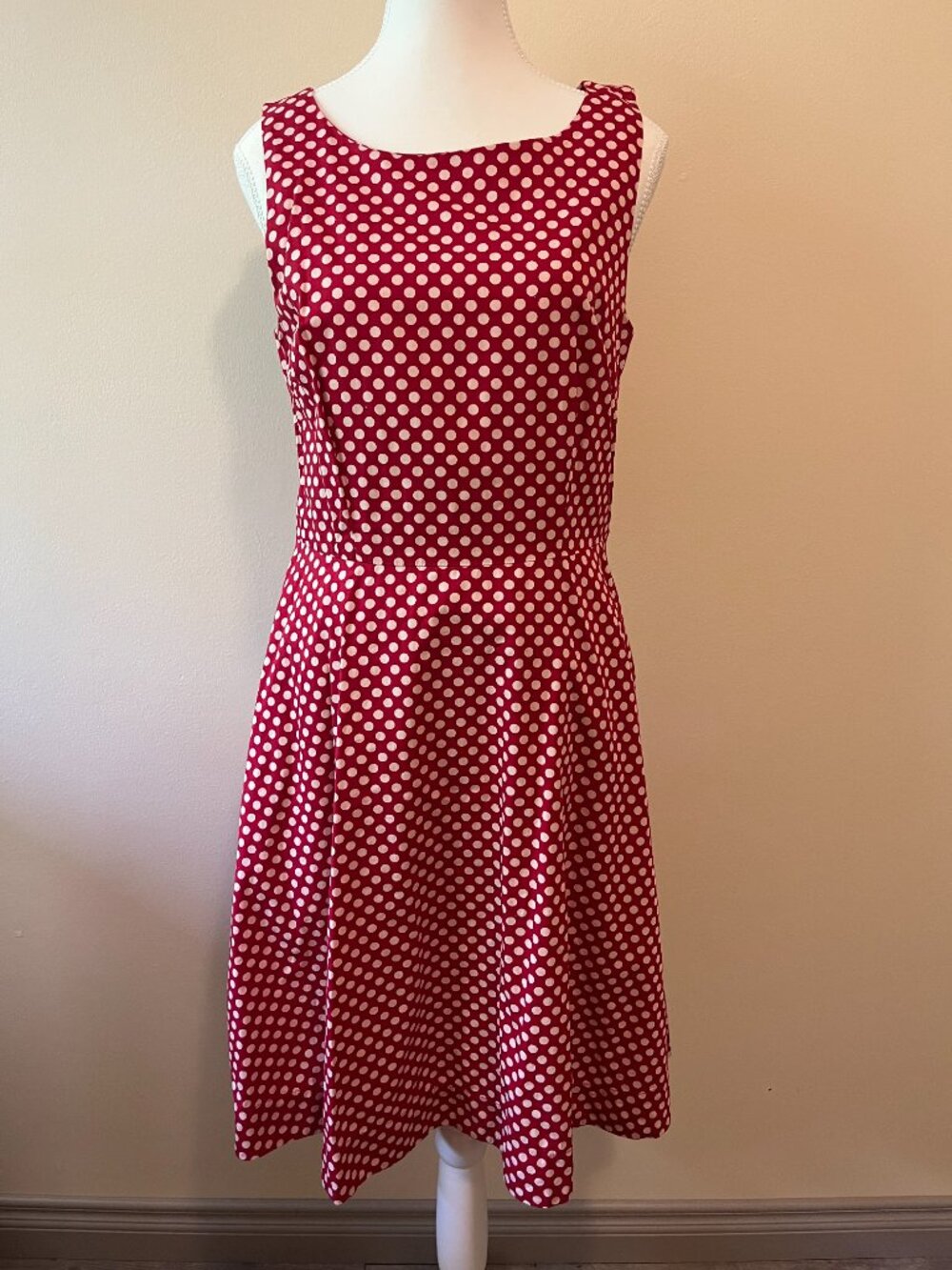 VTG 90s JACKPOT Denmark Fit & Flare Retro Polka Dot Dress - EU36 6 M - Red White